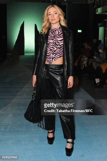 Clara Paget attends the Ashley Williams show during London Fashion Week February 2018 at University of Westminster on February 16, 2018 in London,...