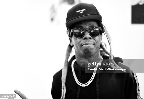 Recording artist Lil Wayne attends Neiman Marcus x Young Money Launch at Neiman Marcus Beverly Hills on February 16, 2018 in Beverly Hills,...