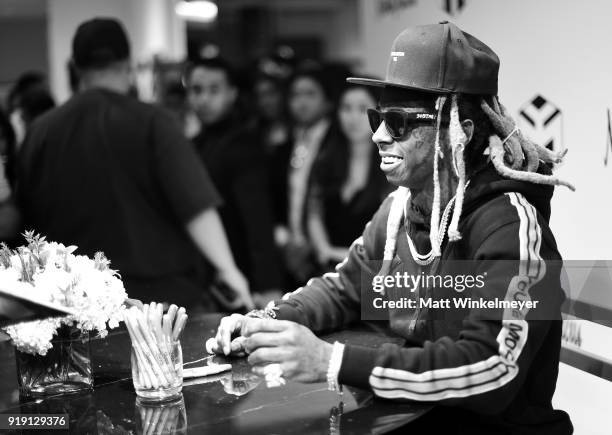 Recording artist Lil Wayne attends Neiman Marcus x Young Money Launch at Neiman Marcus Beverly Hills on February 16, 2018 in Beverly Hills,...