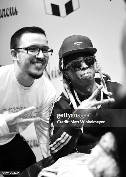 Recording artist Lil Wayne with fans at Neiman Marcus x Young Money Launch at Neiman Marcus Beverly Hills on February 16, 2018 in Beverly Hills,...