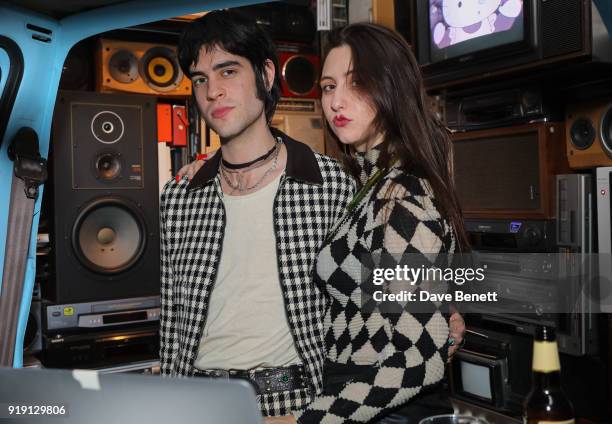 Thomas Cohen and Reba Maybury attend the Matty Bovan aftershow party during London Fashion Week February 2018 at Ichibuns on February 16, 2018 in...