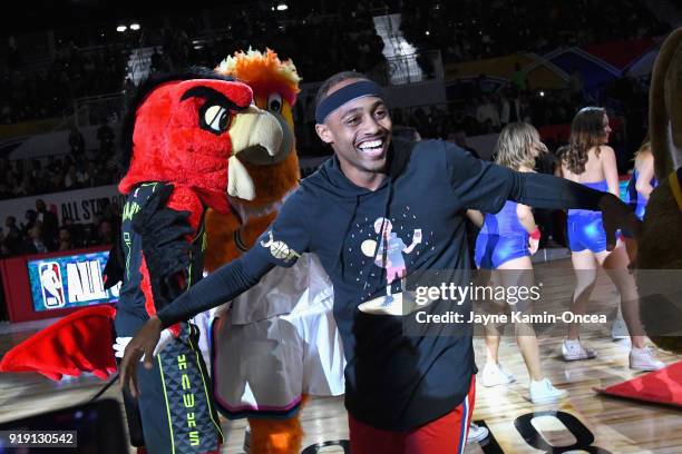 Brandon Armstrong takes the floo during player introductions prior to the 2018 NBA All-Star Game Celebrity Game at Los Angeles Convention Center on...