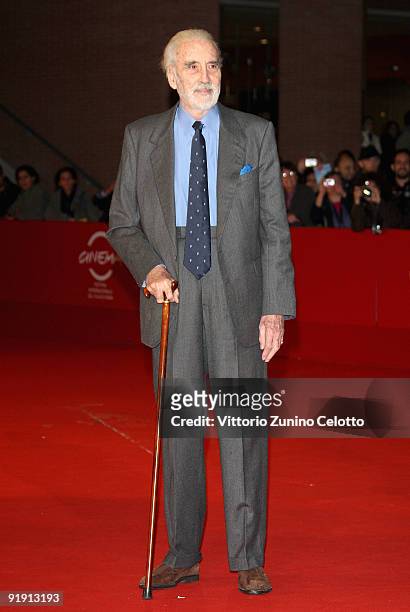 Christopher Lee attends the 'Triage' premiere during Day 1 of the 4th International Rome Film Festival held at the Auditorium Parco della Musica on...
