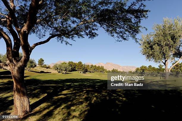 Course scenic of the first green during the first round of the Justin Timberlake Shriners Hospitals for Children Open held at TPC Summerlin on...