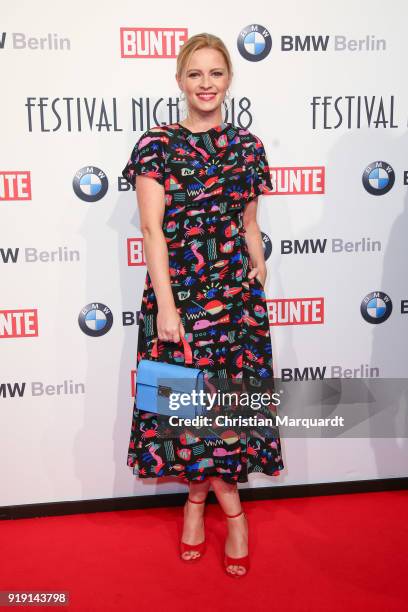 February 16: Jennifer Ulrich attends the BUNTE & BMW Festival Night on the occasion of the 68th Berlinale International Film Festival Berlin at...