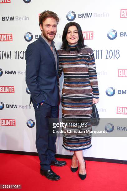 February 16: Andreas Pietschmann and Jasmina Tabatabi attend the BUNTE & BMW Festival Night on the occasion of the 68th Berlinale International Film...