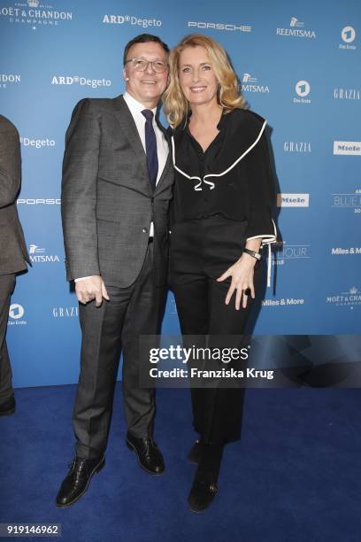 Volker Herres and Maria Furtwaengler attend the Porsche at Blue Hour Party hosted by ARD during the 68th Berlinale International Film Festival Berlin...