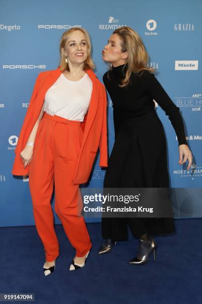 Friederike Kempter and Anke Engelke attend the Porsche at Blue Hour Party hosted by ARD during the 68th Berlinale International Film Festival Berlin...