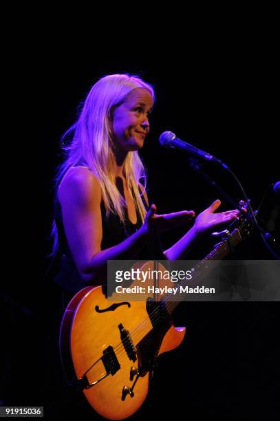 Danish singer and songwriter Tina Dico performs on stage at Shepherds Bush Empire on October 15, 2009 in London, England.
