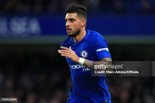 Emerson Palmieri of Chelsea during the FA Cup 5th Round match between Chelsea and Hull City at Stamford Bridge on February 16, 2018 in London,...