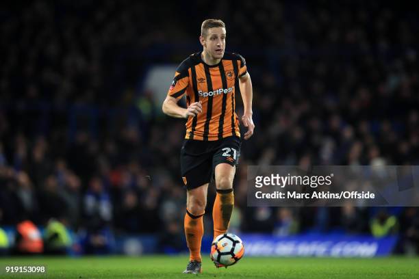Michael Dawson of Hull City during the FA Cup 5th Round match between Chelsea and Hull City at Stamford Bridge on February 16, 2018 in London,...