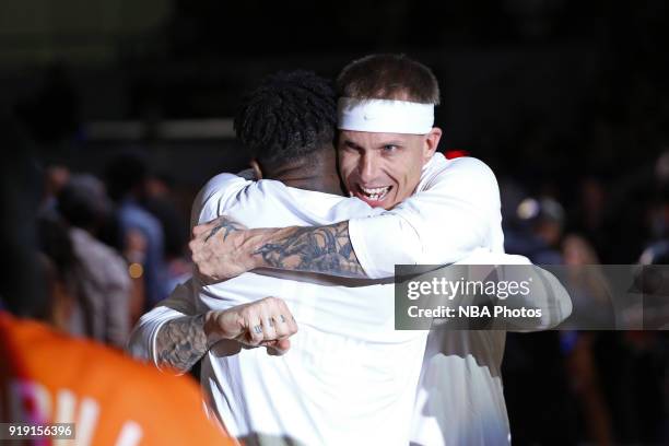 Jason Williams runs out before the NBA All-Star Celebrity Game presented by Ruffles as a part of 2018 NBA All-Star Weekend at the Los Angeles...