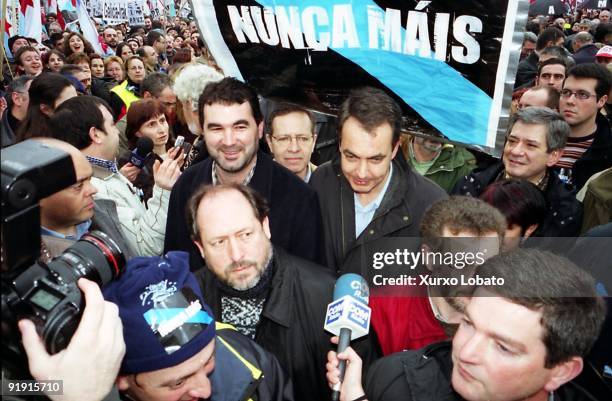 Jose Luis Zapatero in the manifestation summoned in Madrid, by the Platform Never Mais, in protest by the management of the Galician autonomic...