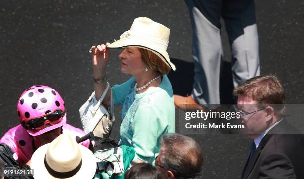 Trainer Gai Waterhouse after her horse Santos won race 2 on Apollo Stakes Day at Royal Randwick Racecourse on February 17, 2018 in Sydney, Australia.