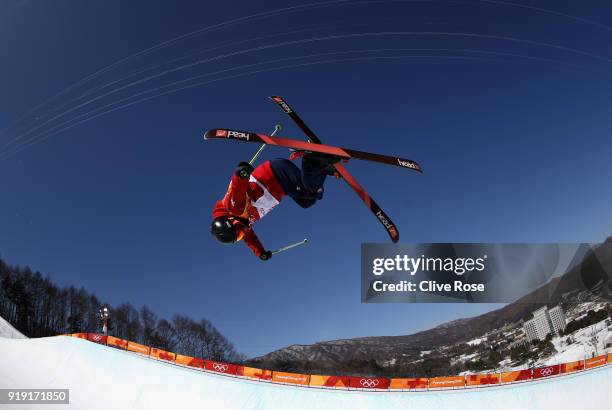 Murray Buchan of Great Britain in action during Freestyle Skiing Ski Halfpipe training on day eight of the PyeongChang 2018 Winter Olympic Games at...