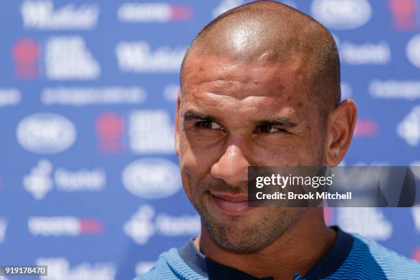 Melbourne City FC Head Coach Patrick Kisnorbo speaks during the W-League 2018 Grand Final Media Conference & Photo Opportunity at Sydney Cricket...