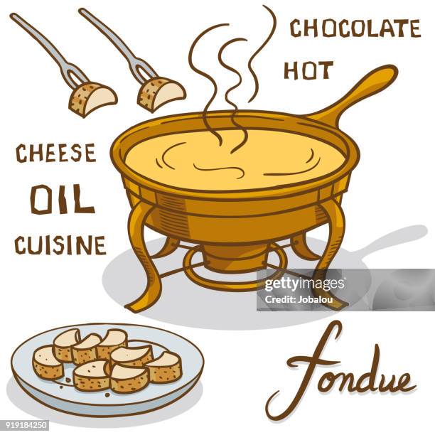 cheese fondue - cheese fondue stock illustrations