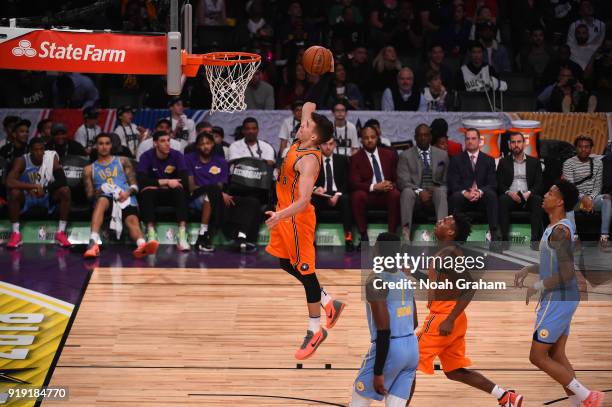 Bogdan Bogdanovic of the World Team dunks during the Mtn Dew Kickstart Rising Stars Game during All-Star Friday Night as part of 2018 NBA All-Star...