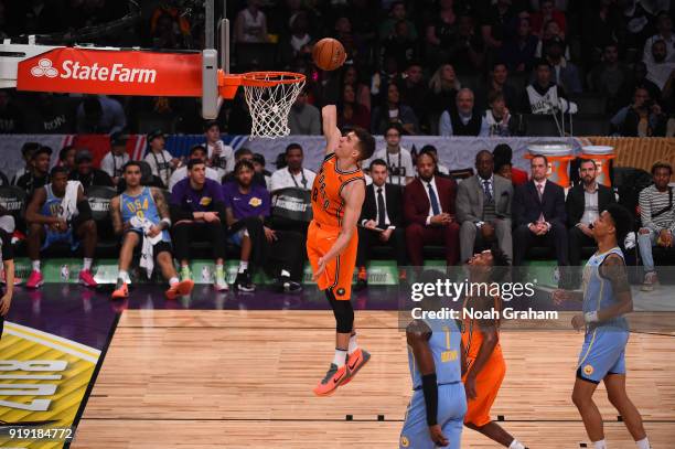 Bogdan Bogdanovic of the World Team dunks during the Mtn Dew Kickstart Rising Stars Game during All-Star Friday Night as part of 2018 NBA All-Star...