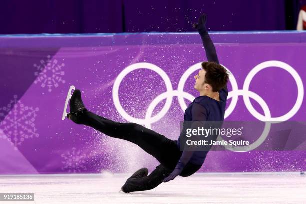Dmitri Aliev of Olympic Athlete from Russia falls while competing during the Men's Single Free Program on day eight of the PyeongChang 2018 Winter...