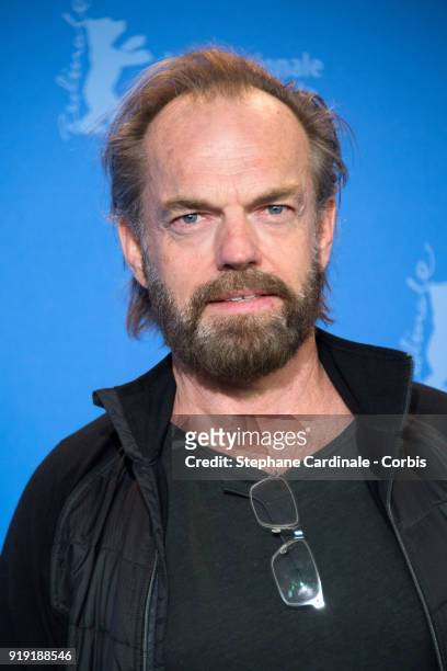 Hugo Weaving poses at the 'Black 47' photo call during the 68th Berlinale International Film Festival Berlin at Grand Hyatt Hotel on February 16,...