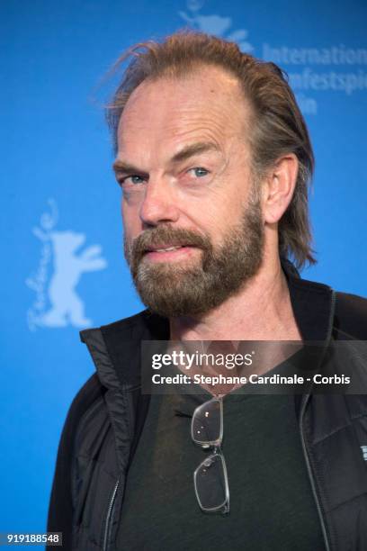 Hugo Weaving poses at the 'Black 47' photo call during the 68th Berlinale International Film Festival Berlin at Grand Hyatt Hotel on February 16,...