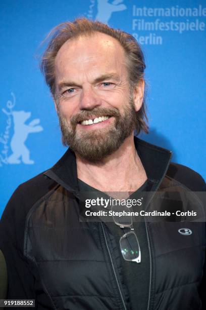 Hugo Weaving poses at the 'Black 47' photo call during the 68th Berlinale International Film Festival Berlin at Grand Hyatt Hotel on February 16,...