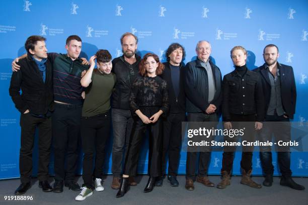 Lance Daly, James Frecheville, Barry Keoghan, Hugo Weaving, Sarah Greene, Stephen Rea, Jim Broadbent, Freddie Fox and Moe Dunford poses at the 'Black...