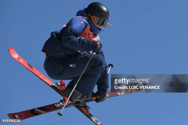 Great Britain's Isabel Atkin competes in a run of the women's ski slopestyle final event during the Pyeongchang 2018 Winter Olympic Games at the...
