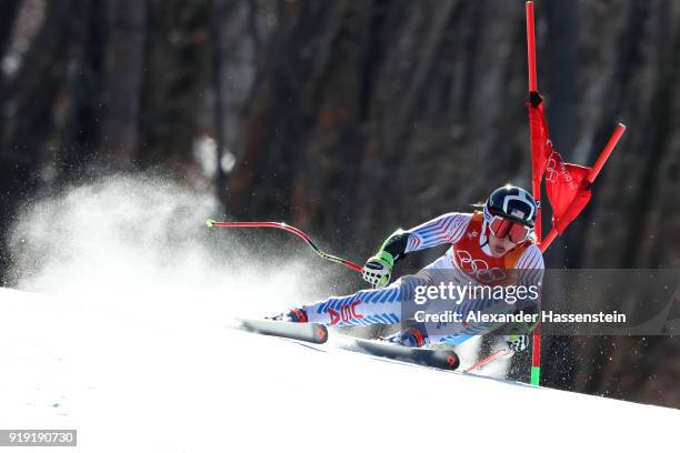 Laurenne Ross of the United States competes during the Alpine Skiing Ladies Super-G on day eight of the PyeongChang 2018 Winter Olympic Games at...