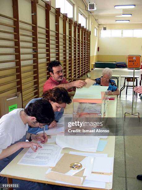 Madrid - School Republic of Colombia Aspect of the electoral school Republic of Colombia in the Blessed Bread district in Carabanchel during the...