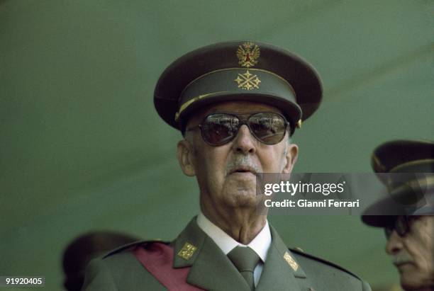 Francisco Franco the dictator with military uniform in a 1975 image