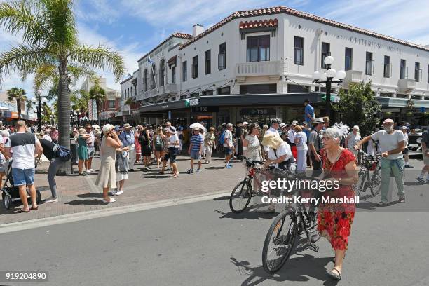General view of Emerson Street during the Art Deco Festival on February 17, 2018 in Napier, New Zealand. The annual five day festival celebrates...
