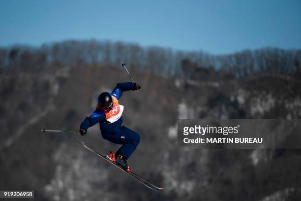 Great Britain's Isabel Atkin competes in the women's ski slopestyle final run 3 during the Pyeongchang 2018 Winter Olympic Games at the Phoenix Park...