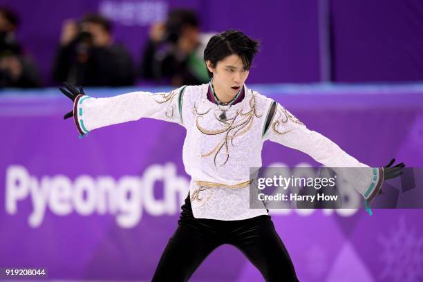 Yuzuru Hanyu of Japan competes during the Men's Single Free Program on day eight of the PyeongChang 2018 Winter Olympic Games at Gangneung Ice Arena...