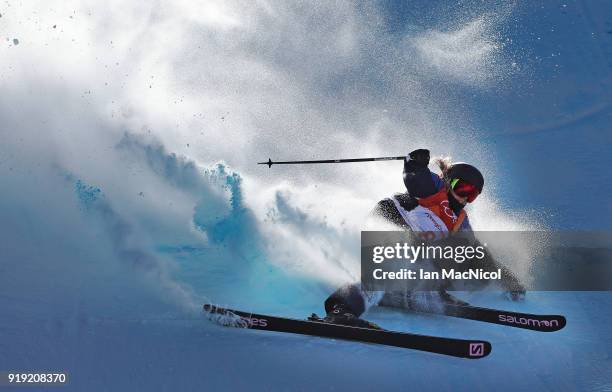 Katie Summerhayes of Great Britain crashes during the Freestyle Skiing on day eight of the PyeongChang 2018 Winter Olympic Games at Phoenix Snow Park...