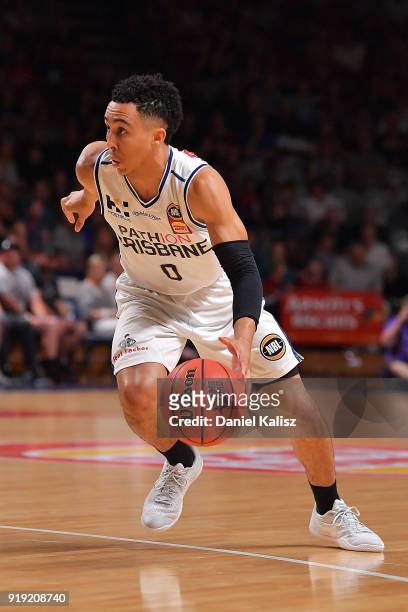 Travis Trice of the Brisbane Bullets drives to the basket during the round 19 NBL match between the Adelaide 36ers and the Brisbane Bullets at...