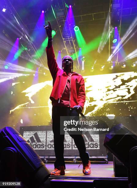 Pusha T performs onstage during adidas Creates 747 Warehouse St., an event in basketball culture, on February 16, 2018 in Los Angeles, California.