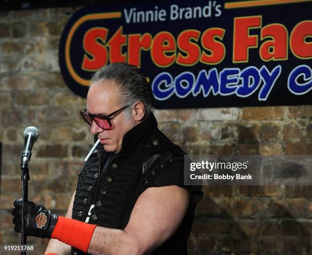 Andrew Dice Clay performs at The Stress Factory Comedy Club on February 16, 2018 in New Brunswick, New Jersey.