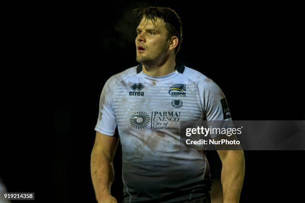 David Sisi of Zebre during the Guinness PRO14 Round 15 match between Connacht Rugby and Zebre Rugby at the Sportsground in Galway, Ireland on...