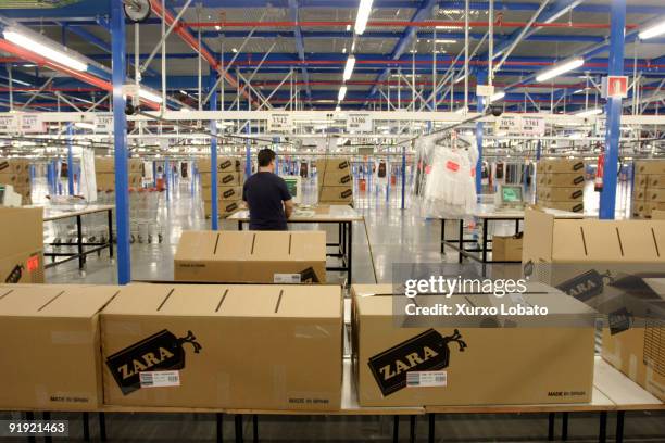 Empire. Logistic distribution center of the Zara Company in the Platform Zaragoza Plaza Exporting labels. The Spanish Fashion Company, INDITEX, owned...