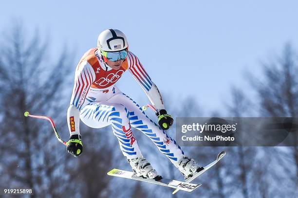 Lindsey Vonn of United States competing in Ladies' Super-G at Jeongseon Alpine Centre, Pyeongchang , South Korea on February 17, 2018.