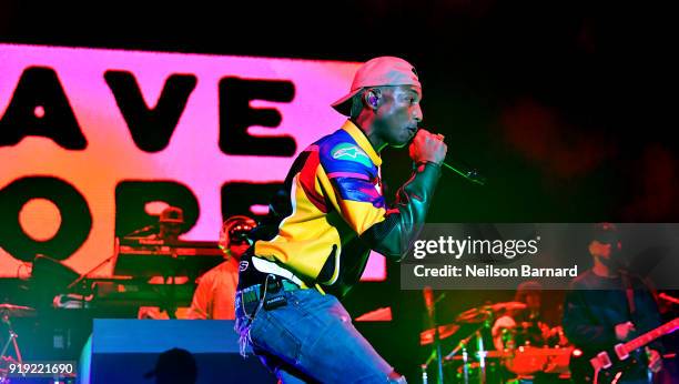 Pharrell Williams of N.E.R.D performs onstage during adidas Creates 747 Warehouse St., an event in basketball culture, on February 16, 2018 in Los...