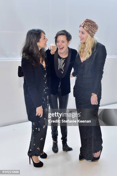 Mia Maestro, Maggie Grace and Casey Libow attend Mr Chow 50 Years on February 16, 2018 in Vernon, California.