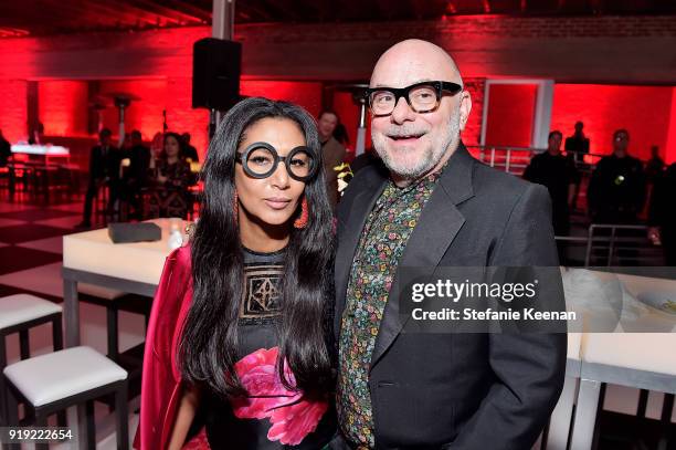 Gelila Puck and Eric Buterbaugh attend Mr Chow 50 Years on February 16, 2018 in Vernon, California.