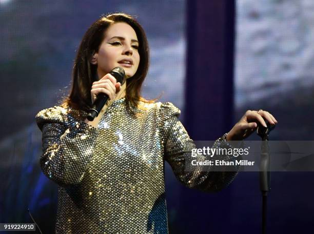 Singer/songwriter Lana Del Rey performs during a stop of her LA to the Moon Tour in support of the album "Lust for Life" at the Mandalay Bay Events...