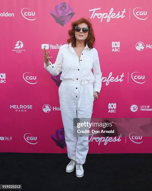 Susan Sarandon arrives at Tropfest on February 17, 2018 in Sydney, Australia.