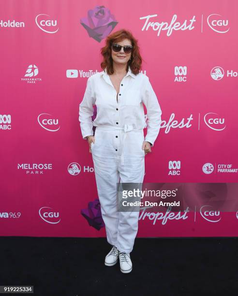 Susan Sarandon arrives at Tropfest on February 17, 2018 in Sydney, Australia.