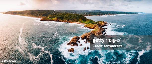 waves crashing on oaxaca coast mexico - oaxaca stock pictures, royalty-free photos & images