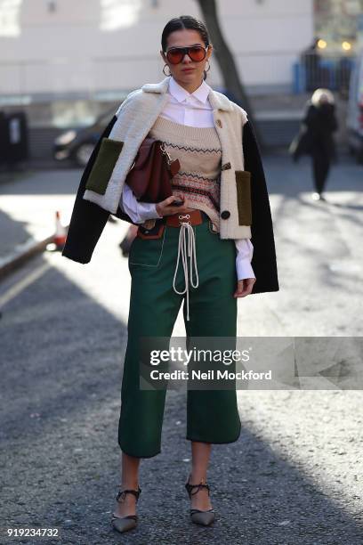 Doina Ciobanu seen attending the JW Anderson show at Yeomanry House during LFW February 2018 on February 17, 2018 in London, England.